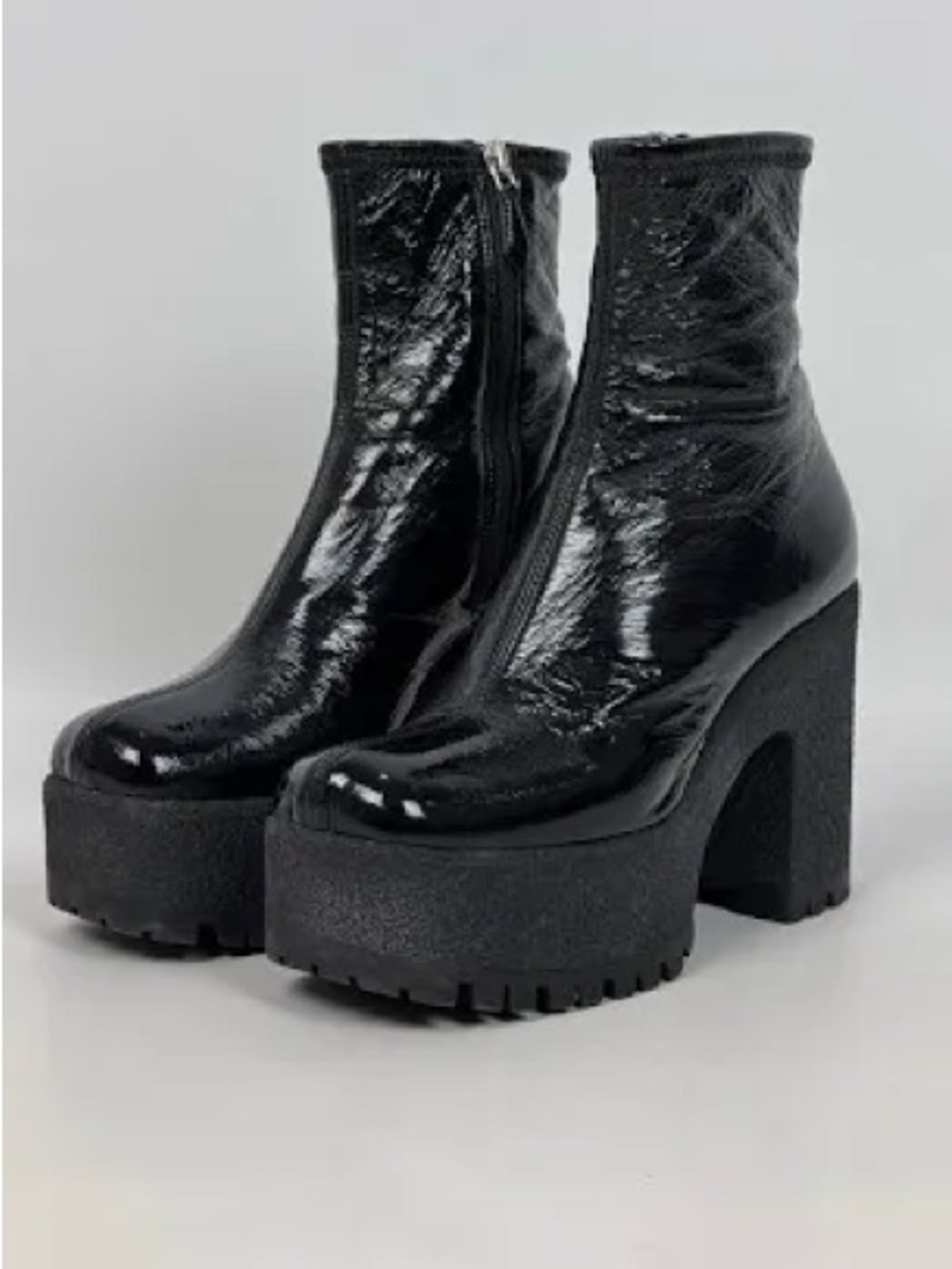Miu Miu Black Patent Platform Ankle Boots